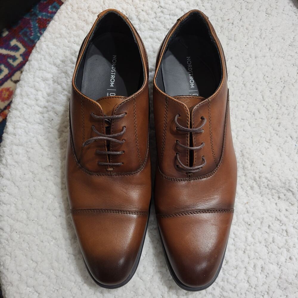 NEW Nordstrom Burnished Tan Cap Toe leather oxford shoe mens size 9